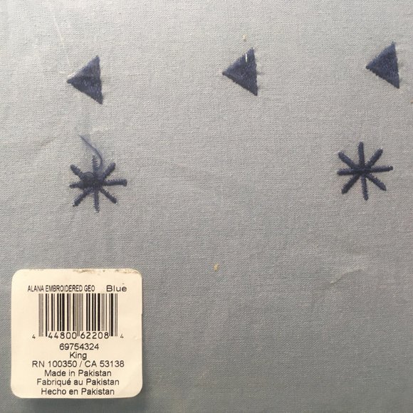 SOLD❗ KING Wild Sage Alana COMFORTER SET -Light Blue Embroidered Geo pattern - Picture 7 of 9